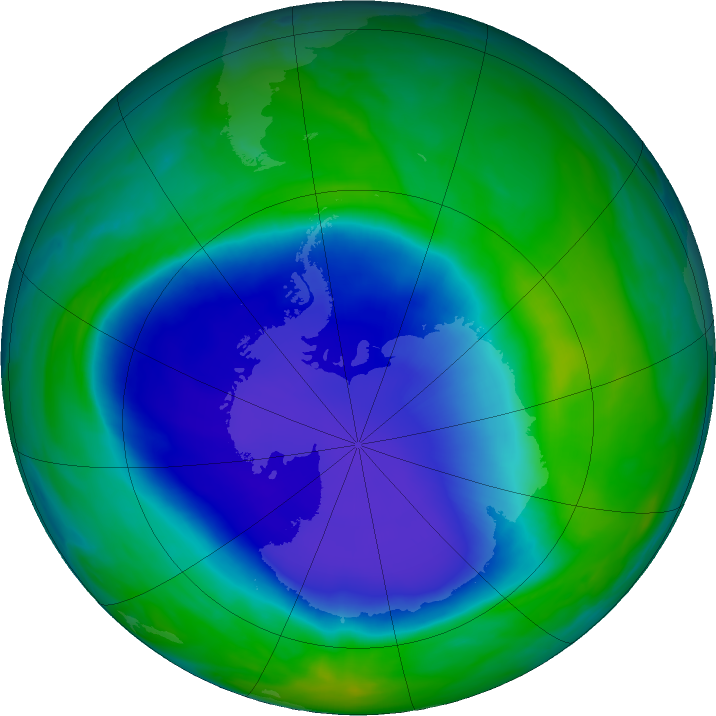 Antarctic ozone map for 20 November 2022